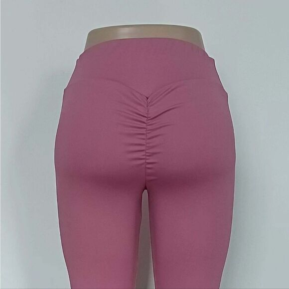 Women Leggings Booty Scrunch Round High Waist Butt Yoga Legging Fitness Pants - Picture 8 of 8